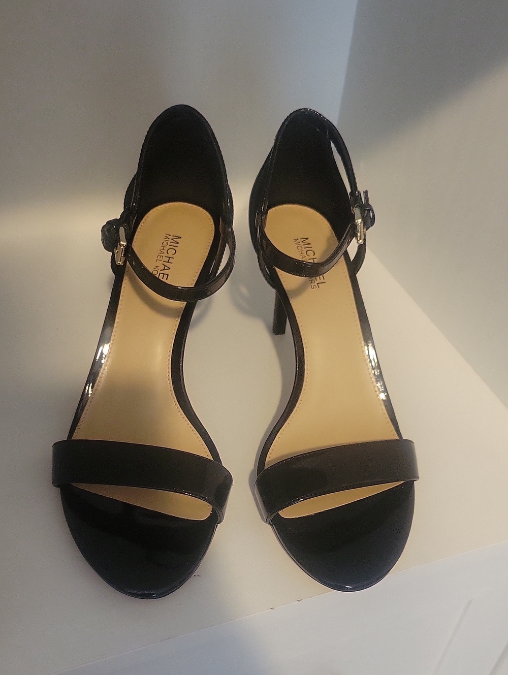 Michael Kors Sz6.5 Black Patent Leather Open-Toe Ankle-Strap High Heels